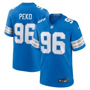 Men's Detroit Lions Kyle Peko   Blue Game Jersey