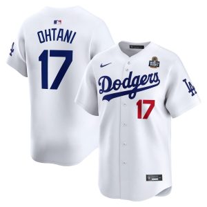 Men's Los Angeles Dodgers #17 Shohei Ohtani  White 2024 World Series Home Limited Player Jersey