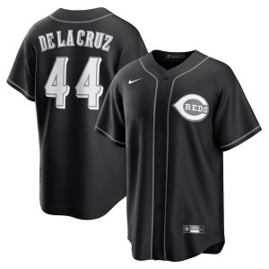 Youth Cincinnati Reds #44 Elly De La Cruz Nike Black Lights Out Replica Player Jersey