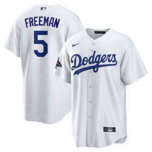 Men's Los Angeles Dodgers #5 Freddie Freeman  White 2024 World Series Champions Big &Tall Replica Player Jersey