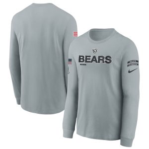 Youth Chicago Bears  Gray 2024 Salute To Service Long Sleeve T-Shirt