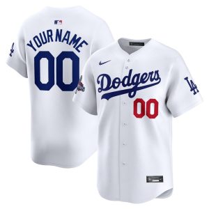 Men's Los Angeles Dodgers  White 2024 World Series Champions Home Custom Limited Jersey