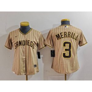 Youth San Diego Padres #3 Jackson Merrill Tan Stitched Baseball Jersey