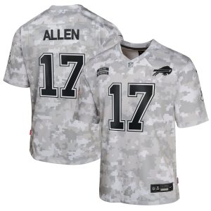 Youth Buffalo Bills Josh Allen  Arctic Camo 2024 Salute to Service Game Jersey