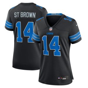 Women's Detroit Lions #14 Amon-Ra St. Brown  Black 2nd Alternate Game Jersey