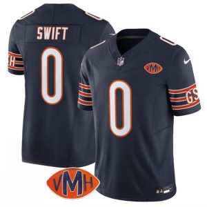 Youth Chicago Bears #0 D'Andre Swift  Navy 2025 F.U.S.E. With VMH Patch Vapor Untouchable Limited Stitched Football Jersey