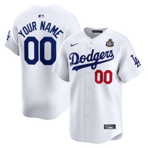 Men's Los Angeles Dodgers  White 2024 World Series Home Custom Limited Jersey
