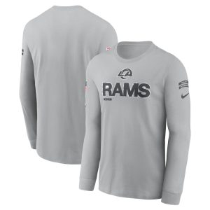 Men's Los Angeles Rams  Gray 2024 Salute To Service Long Sleeve T-Shirt