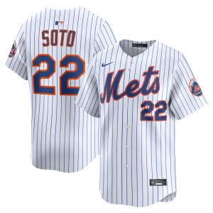 Men's New York Mets #22 Juan Soto  White Home Limited Player Jersey