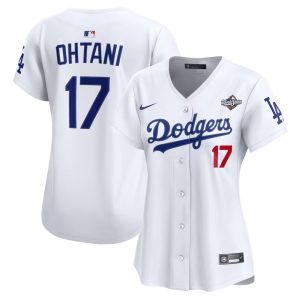 Women's Los Angeles Dodgers #17 Shohei Ohtani Nike White 2025 World Series Home Limited Jersey