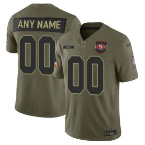 Youth's San Francisco 49ers Custom Nike Olive 2025 Salute to Service Retired Limited Jersey