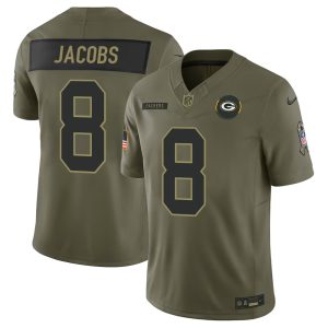 Youth's Green Bay Packers #8 Josh Jacobs Nike Olive 2025 Salute to Service Retired Limited Jersey