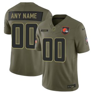 Men's Cleveland Browns Custom Nike Olive 2025 Salute to Service Retired Limited Jersey
