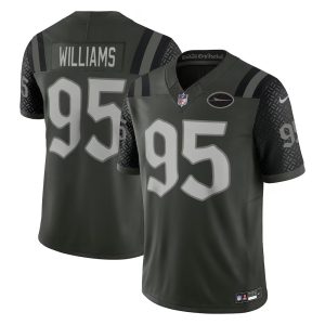 Men's New York Jets #95 Quinnen Williams Black Rivalries Collection F.U.S.E. Vapor Limited Stitched Jersey