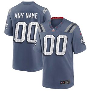 Men's New England Patriots Custom Blue Rivalries Collection Game Jersey