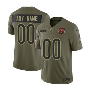 Youth's Chicago Bears Custom Nike Olive 2025 Salute to Service Retired Limited Jersey