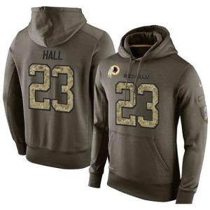 NFL Men's  Washington Redskins #23 DeAngelo Hall Stitched Green Olive Salute To Service KO Performance Hoodie