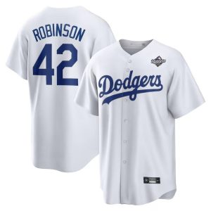 Youth Los Angeles Dodgers #42 Jackie Robinson Nike White 2025 World Series Replica Player Jersey