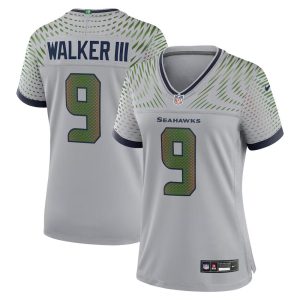 Women's Seattle Seahawks #9 Kenneth Walker III Gray Rivalries Collection Game Jersey