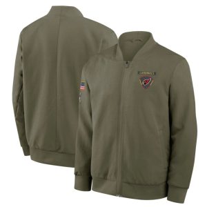 Men's Arizona Cardinals Nike Olive 2025 Salute to Service Sideline Full-Zip Bomber Jacket