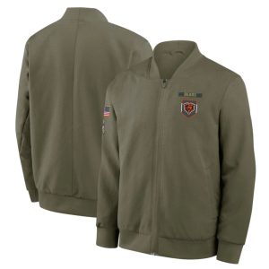 Men's Cincinnati Bengals Nike Olive 2025 Salute to Service Sideline Full-Zip Bomber Jacket