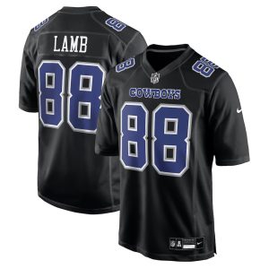 Men's Dallas Cowboys #88 CeeDee Lamb Carbon Black Fashion Game Jersey