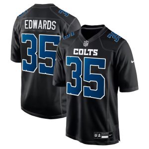 Men's Indianapolis Colts #35 Johnathan Edwards Nike Carbon Black Fashion Game Jersey
