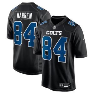 Men's Indianapolis Colts #84 Tyler Warren Nike Carbon Black Fashion Game Jersey