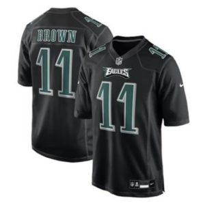Youth Philadelphia Eagles #11 A.J. Brown Nike Carbon Black Fashion Game Jersey