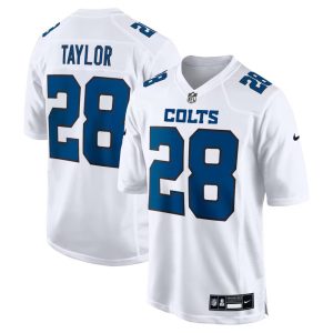 Men's Indianapolis Colts #28 Jonathan Taylor Nike Tundra White Fashion Game Jersey