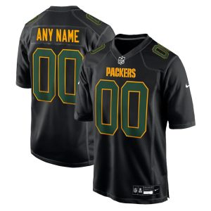 Youth Green Bay Packers Custom Nike Carbon Black Fashion Game Jersey