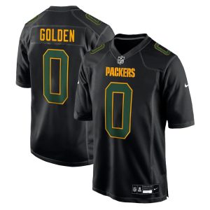 Youth Green Bay Packers #0 Matthew Golden Nike Carbon Black Fashion Game Jersey