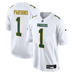 Men's Green Bay Packers #1 Micah Parsons Nike Tundra White Fashion Game Jersey