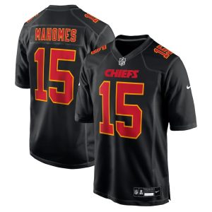 Men's Kansas City Chiefs #15 Patrick Mahomes Carbon Black Fashion Game Jersey