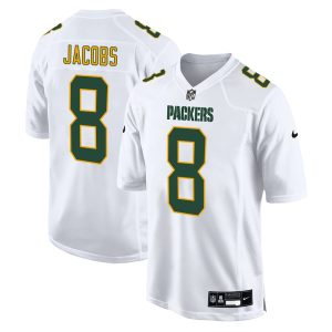 Youth Green Bay Packers #8 Josh Jacobs Nike Tundra White Fashion Game Jersey