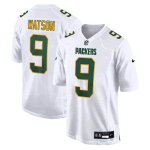 Youth Green Bay Packers #9 Christian Watson Nike Tundra White Fashion Game Jersey