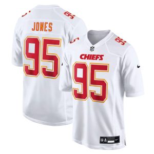 Youth Kansas City Chiefs #95 Chris Jones Tundra White Fashion Game Jersey