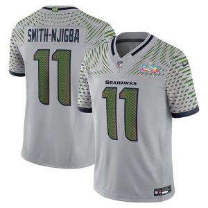 Men's Seattle Seahawks #11 Jaxon Smith-Njigba Gray Super Bowl LX Rivalries Collection Vapor F.U.S.E. Limited Stitched Jersey