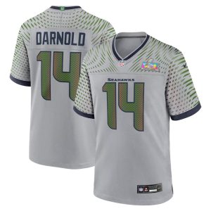 Youth Seattle Seahawks #14 Sam Darnold Gray Super Bowl LX Rivalries Collection Game Jersey