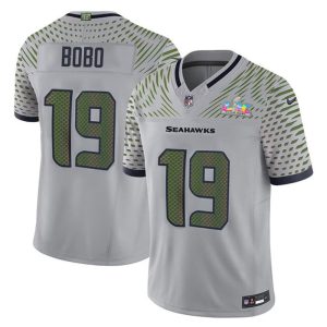 Men's Seattle Seahawks #19 Jake Bobo Gray Super Bowl LX Rivalries Collection Vapor F.U.S.E. Limited Stitched Jersey
