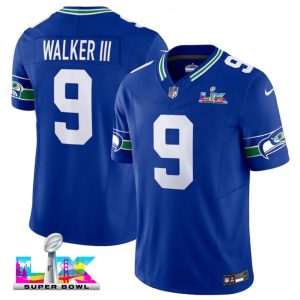 Men's Seattle Seahawks #9 Kenneth Walker III Royal Super Bowl LX F.U.S.E. Vapor Limited Stitched Football Jersey